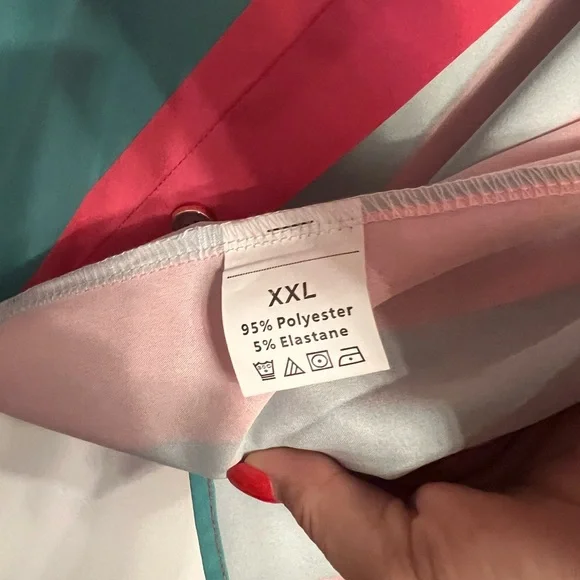 Button-Up Shirt in Teal and Coral Stripe - Picture 5 of 5